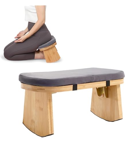 JFNoraiva Meditation Bench, Folding Yoga Stool with Curved Bottom